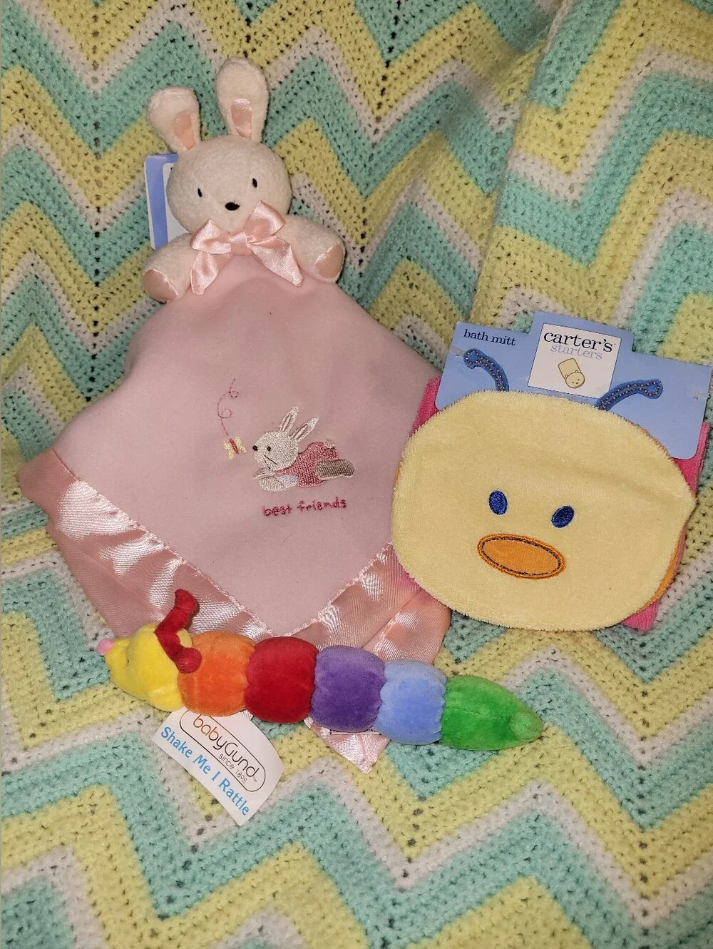 Carters/ GUND New Soft Newborn Toys Blanket Buddy Caterpillar And Washcloth